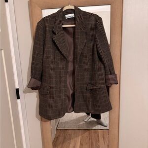 VINTAGE White Stag Brown Plaid Blazer